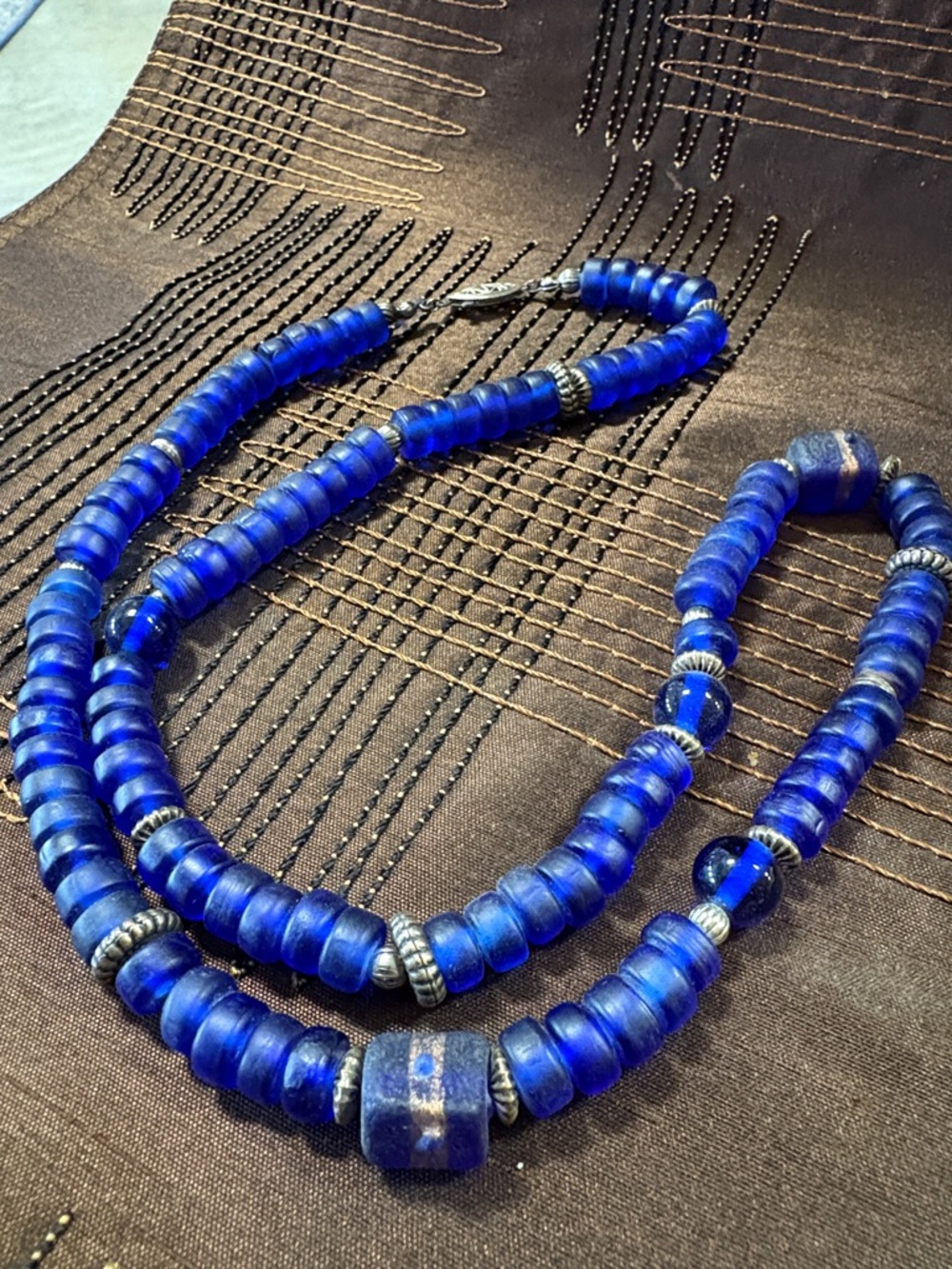 Vintage Royal Blue 13” Beaded Necklace